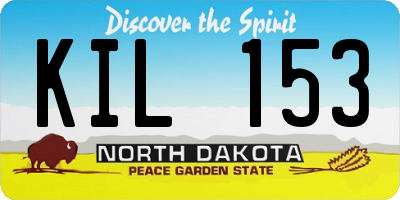 ND license plate KIL153