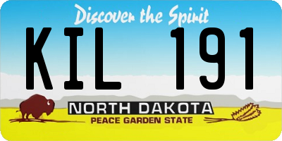 ND license plate KIL191