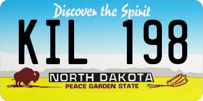 ND license plate KIL198