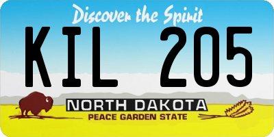 ND license plate KIL205