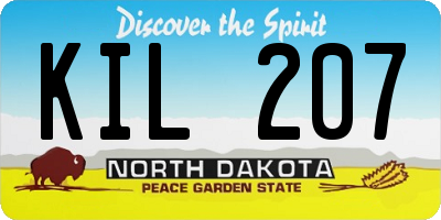 ND license plate KIL207