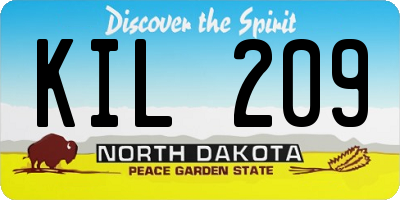ND license plate KIL209