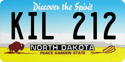 ND license plate KIL212