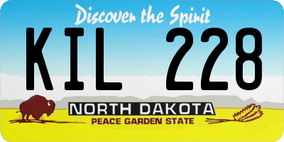 ND license plate KIL228