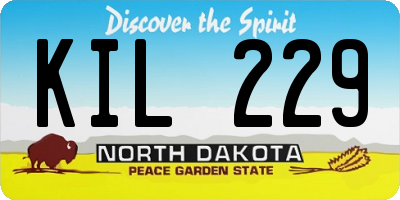 ND license plate KIL229