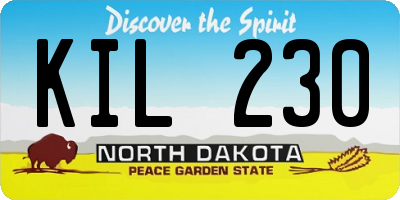 ND license plate KIL230