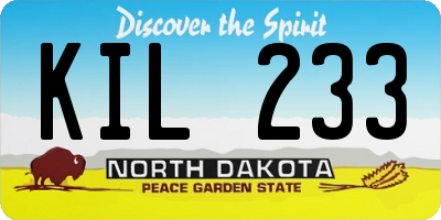 ND license plate KIL233