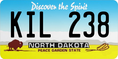 ND license plate KIL238