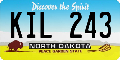 ND license plate KIL243