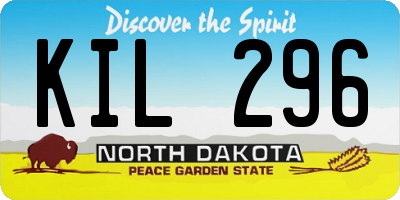 ND license plate KIL296