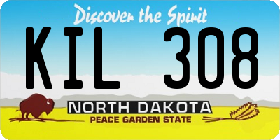 ND license plate KIL308
