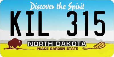 ND license plate KIL315