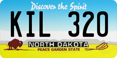 ND license plate KIL320