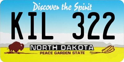 ND license plate KIL322