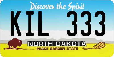 ND license plate KIL333