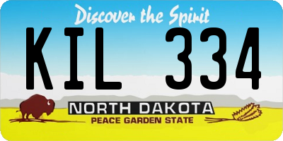 ND license plate KIL334