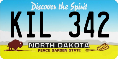 ND license plate KIL342