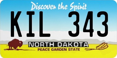ND license plate KIL343