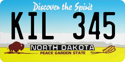 ND license plate KIL345