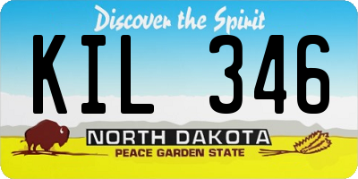 ND license plate KIL346