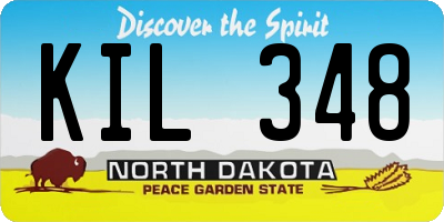 ND license plate KIL348