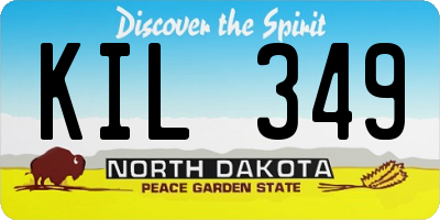 ND license plate KIL349