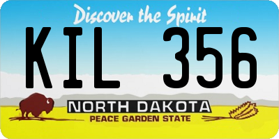 ND license plate KIL356