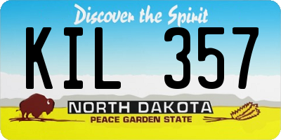 ND license plate KIL357