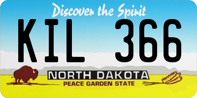 ND license plate KIL366