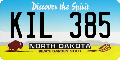 ND license plate KIL385