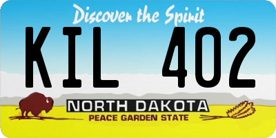 ND license plate KIL402