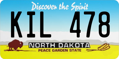 ND license plate KIL478