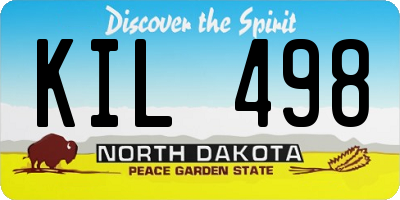 ND license plate KIL498