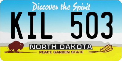 ND license plate KIL503