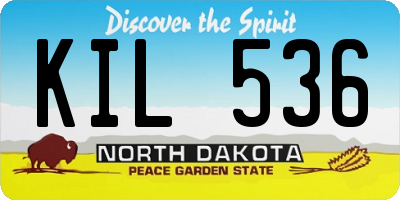 ND license plate KIL536