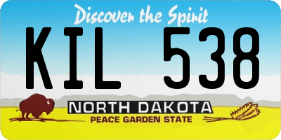ND license plate KIL538