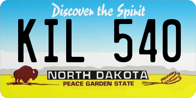 ND license plate KIL540