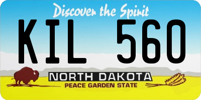 ND license plate KIL560