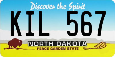 ND license plate KIL567