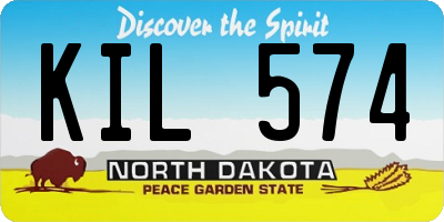ND license plate KIL574