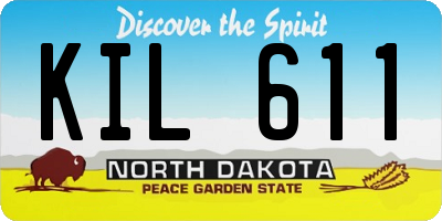 ND license plate KIL611