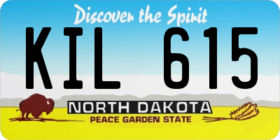 ND license plate KIL615