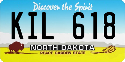 ND license plate KIL618