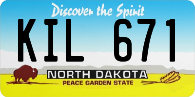 ND license plate KIL671