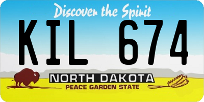 ND license plate KIL674