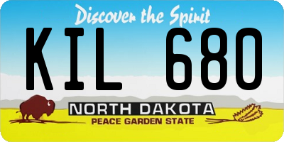 ND license plate KIL680