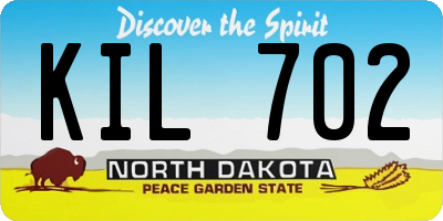 ND license plate KIL702