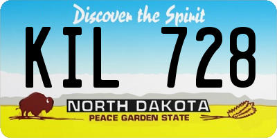 ND license plate KIL728