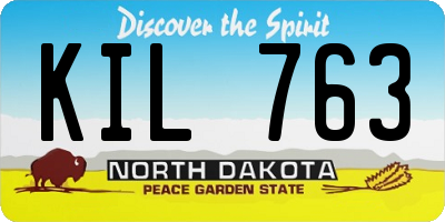 ND license plate KIL763