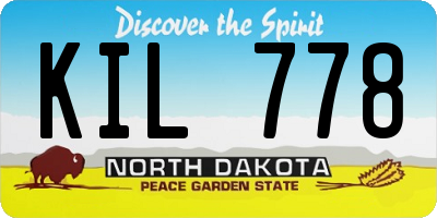 ND license plate KIL778